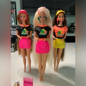 1993 Glitter Hair Barbie (blonde, red hair, and brunette)